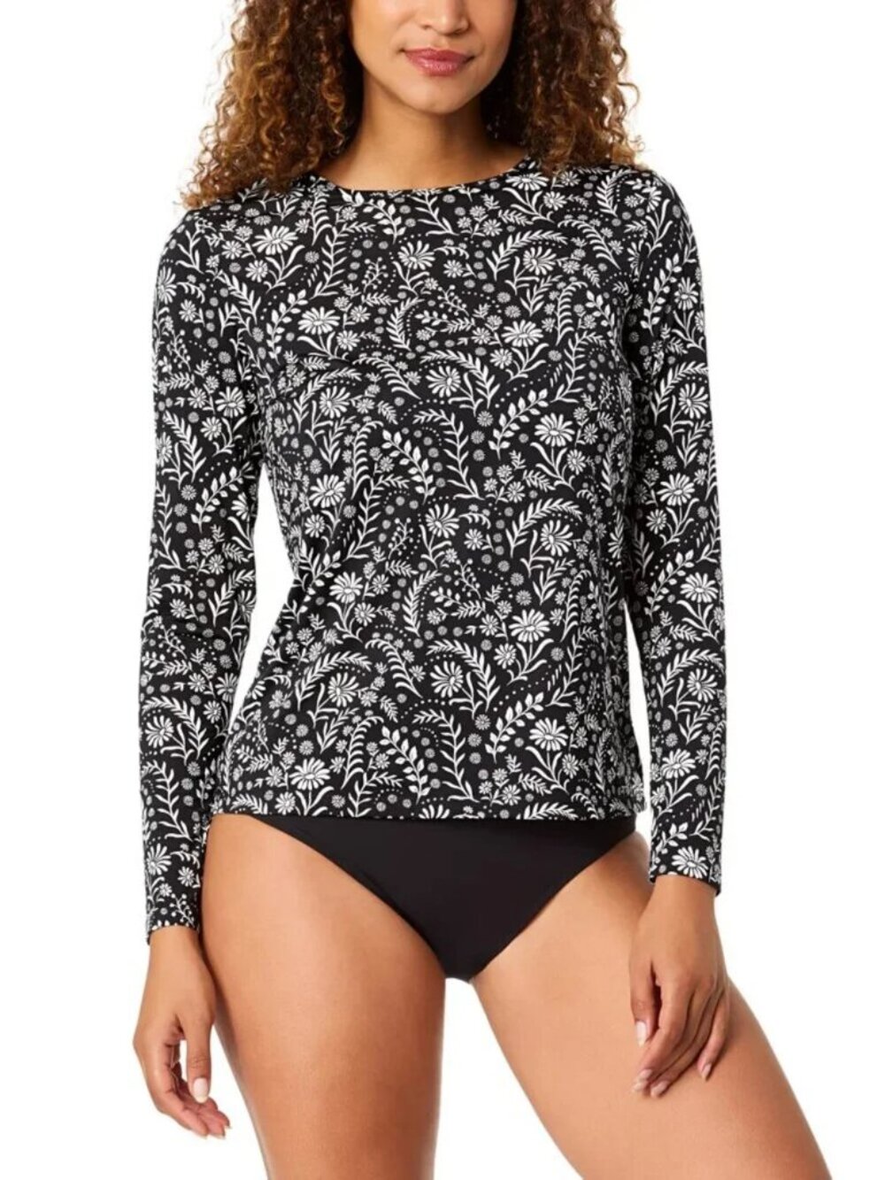 Lands' End Women's Sun Shirt UPF 50 Sun Pro Long Sleeve Crew Neckline Black XXL